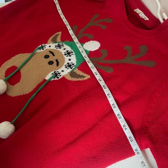 Ugly Christmas Sweater – Red Reindeer with Pom Pom Hat - Picture 7 of 8